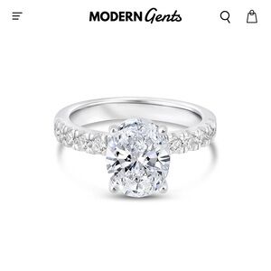 Modern Gents Silver Ring with Clear Gemstones